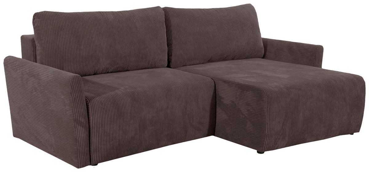 ECKSOFA Cord Braun  - Schwarz/Braun, Konventionell, Kunststoff/Textil (228/146cm) - MID.YOU