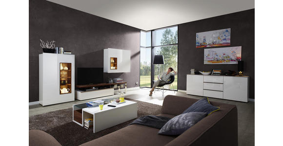 WOHNWAND Nussbaumfarben, Weiß - Nussbaumfarben/Weiß, Design, Holz/Holzwerkstoff (348/177/57cm) - Dieter Knoll