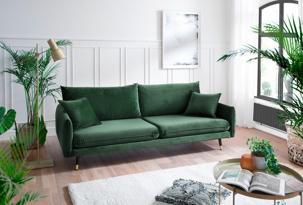 3-SITZER-SOFA ROSSANA-3S Sofa in Samt Grün  - Grün, MODERN, Textil (215/88/94cm) - MID.YOU