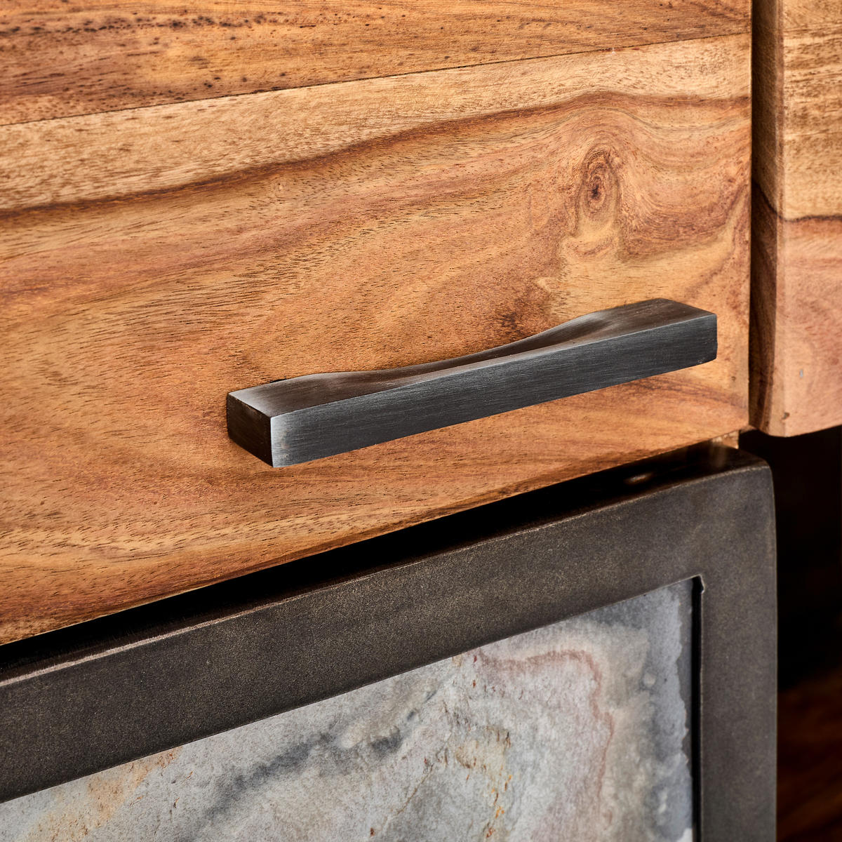 HIGHBOARD  in 90/195/40 cm  - Sheeshamfarben/Grau, KONVENTIONELL, Holz/Stein (90/195/40cm) - Livetastic