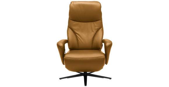 RELAXSESSEL in Leder Currygelb - Currygelb/Schwarz, Design, Leder/Metall (75/106/88cm) - Dieter Knoll