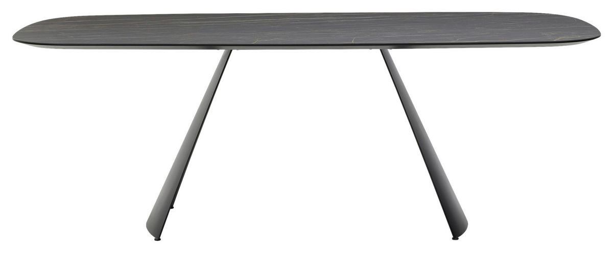 ESSTISCH in Keramik 220/100/76 cm  - Goldbraun/Schwarz, Design, Keramik/Metall (220/100/76cm) - Musterring