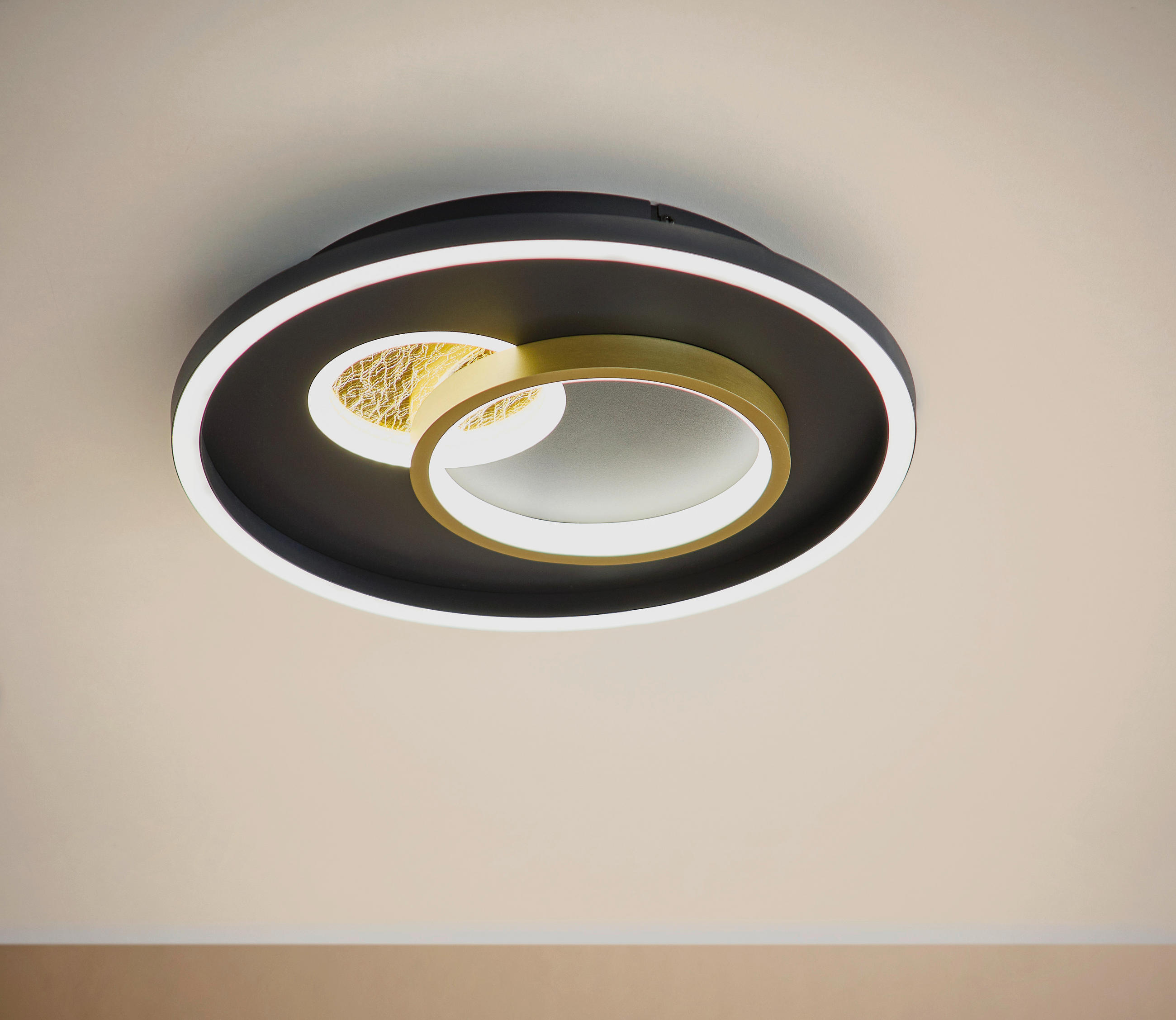 DECKENLEUCHTE  38/6 cm    - Goldfarben/Schwarz, Design, Kunststoff/Metall (38/6cm)