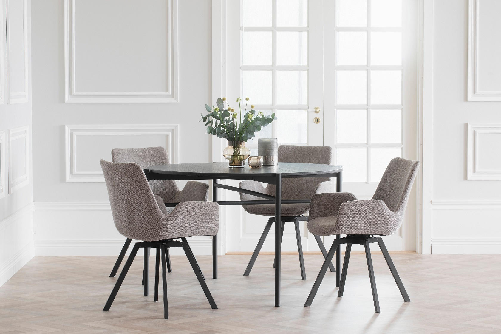 STOL flatväv  - beige/svart, Klassisk, metall/textil (58/83/60cm) - Rowico