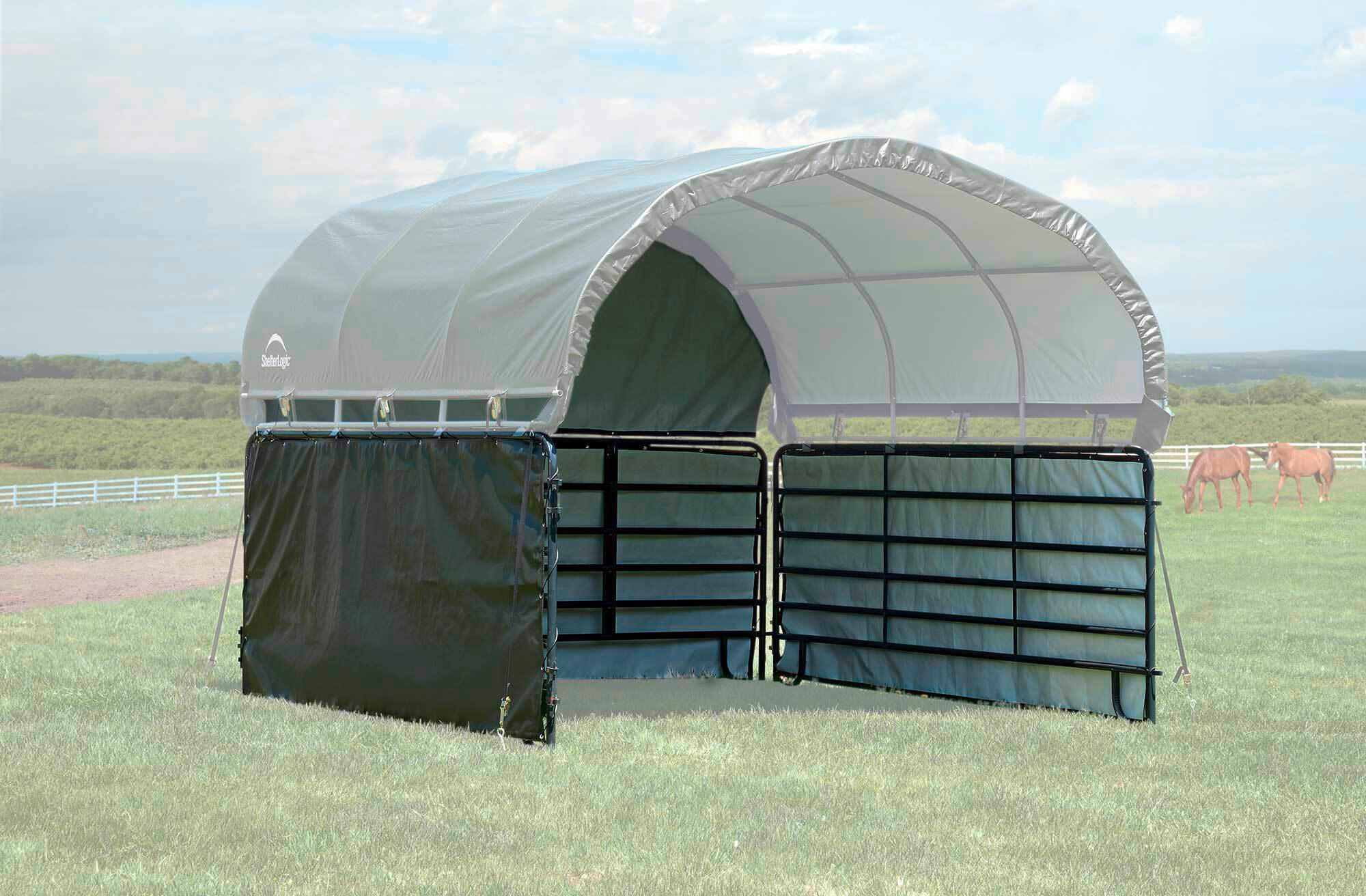 ZELTGARAGE SEITENTEIL  - Dunkelgrün, Basics, Kunststoff (370/150cm) - Ambia Garden