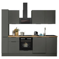 KÜCHENBLOCK   in Graphitfarben  - Schwarz/Graphitfarben, Basics, Holzwerkstoff/Metall (250/211/60cm) - Carryhome