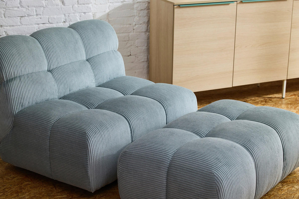 SESSEL in Cord Pastellblau  - Pastellblau/Schwarz, KONVENTIONELL, Textil/Metall (105/78/90cm) - Tom Tailor