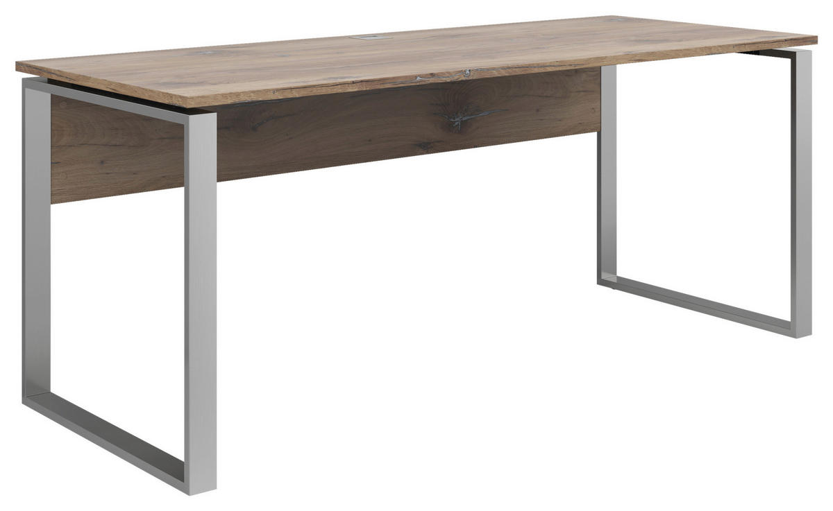 SCHREIBTISCH 180/76/77 cm  in Eiche dunkel  - Eiche dunkel, KONVENTIONELL, Holzwerkstoff/Metall (180/76/77cm) - Voleo