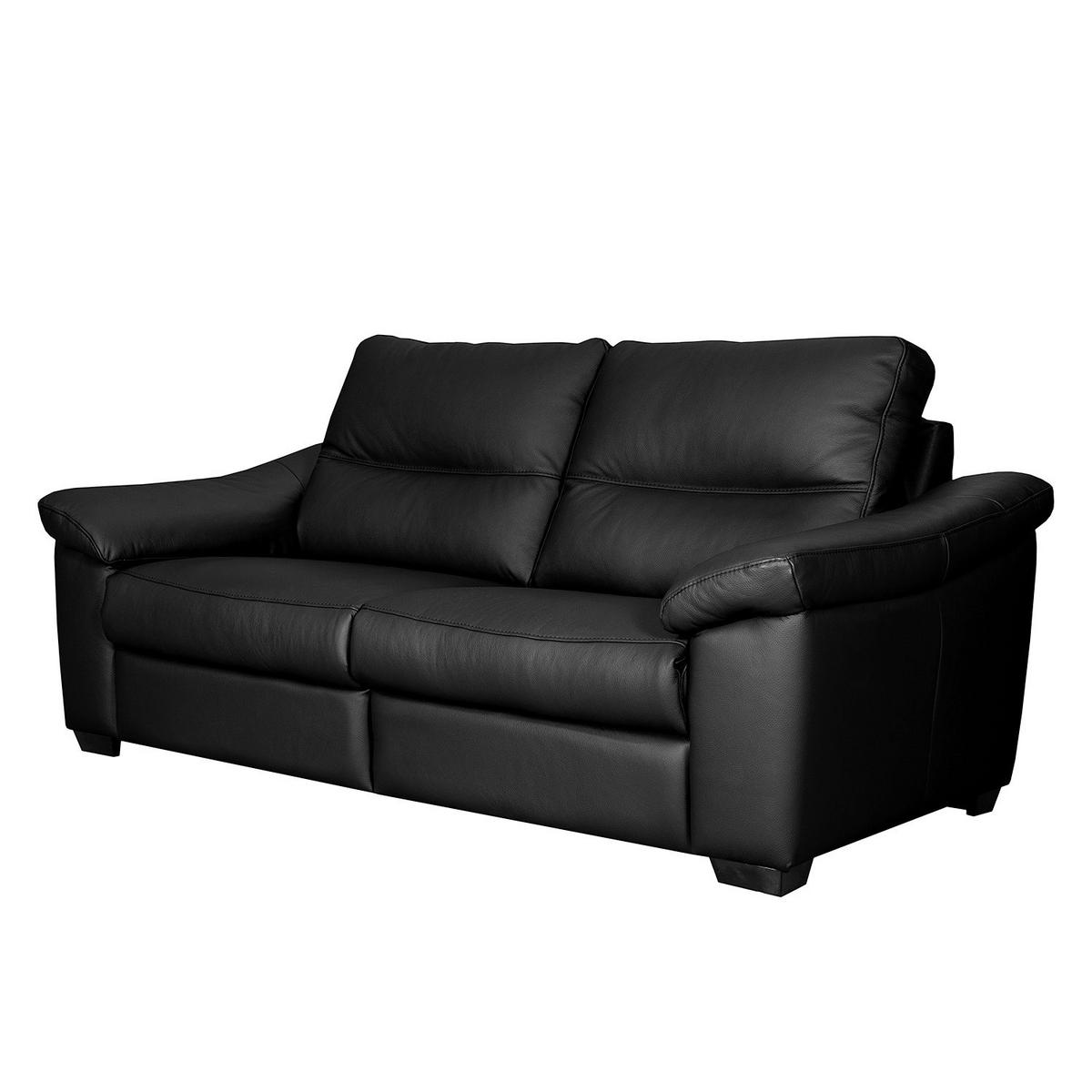 2-SITZER-SOFA  in Echtleder Schwarz   - Schwarz, Design, Leder/Holz (174/97/97cm) - Livetastic