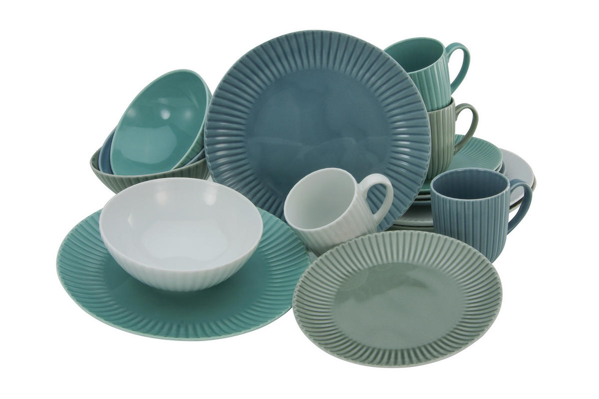 KOMBISERVICE Allegra Colours 16-teilig  - Blau/Petrol, Trend, Keramik - Creatable