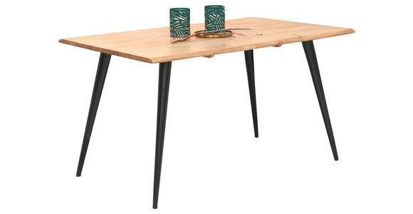 ESSTISCH 140/90/76 cm Echtholz  Holz, Metall rechteckig Schwarz, Akaziefarben  - Schwarz/Akaziefarben, Natur, Holz/Metall (140/90/76cm) - Carryhome