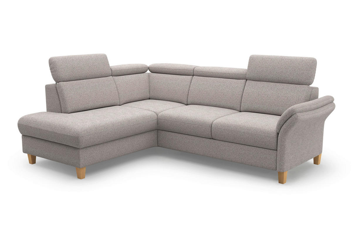 ECKSOFA GLENDALE E Silberfarben Chenille  - Eichefarben/Silberfarben, KONVENTIONELL, Holz/Textil (193/247cm) - Sit & More