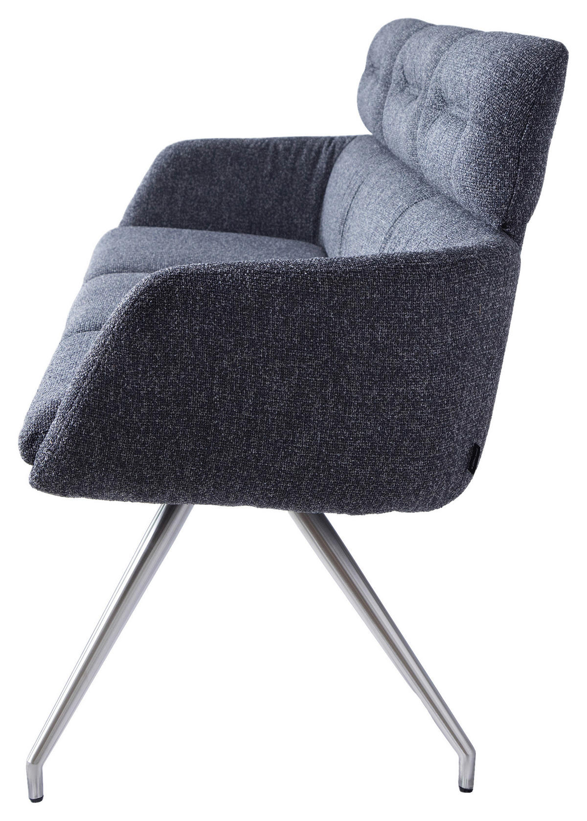 SITZBANK 200/92,5/67 cm Webstoff Edelstahlfarben, Dunkelgrau  - Edelstahlfarben/Dunkelgrau, Design, Textil/Metall (200/92,5/67cm) - Dieter Knoll