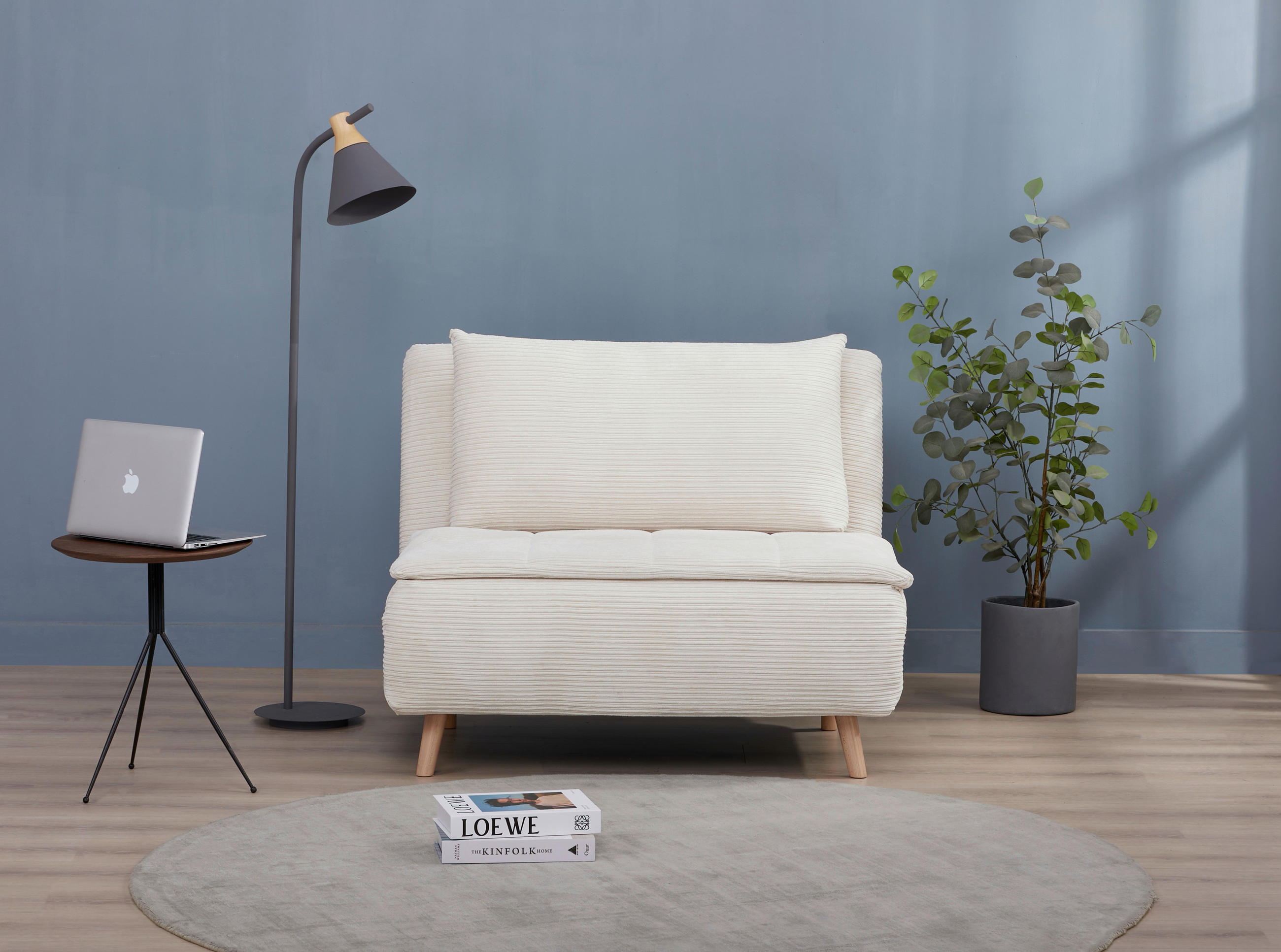 SCHLAFSOFA Cord Beige  - Beige/Naturfarben, Design, Holz/Textil (105/80/90cm) - Carryhome