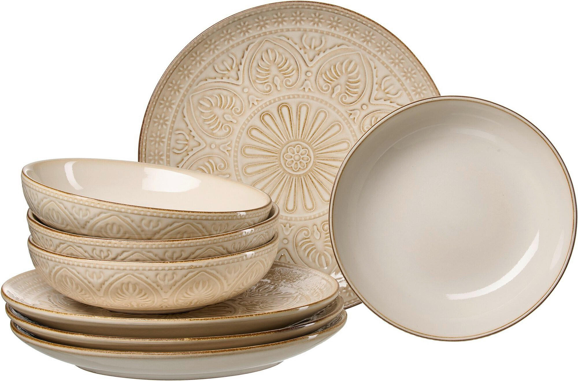 TAFELSERVICE Creme 8-teilig  - Creme, Keramik (30/29/23cm) - Ritzenhoff Breker