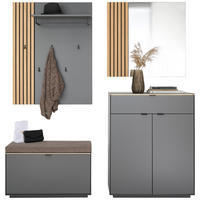 GARDEROBE 4-teilig  in 171/200/40 cm  - Eichefarben/Anthrazit, Design, Glas/Holz (171/200/40cm) - Dieter Knoll