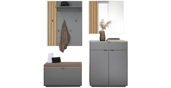 GARDEROBE 4-teilig  in 171/200/40 cm  - Eichefarben/Anthrazit, Design, Glas/Holz (171/200/40cm) - Dieter Knoll