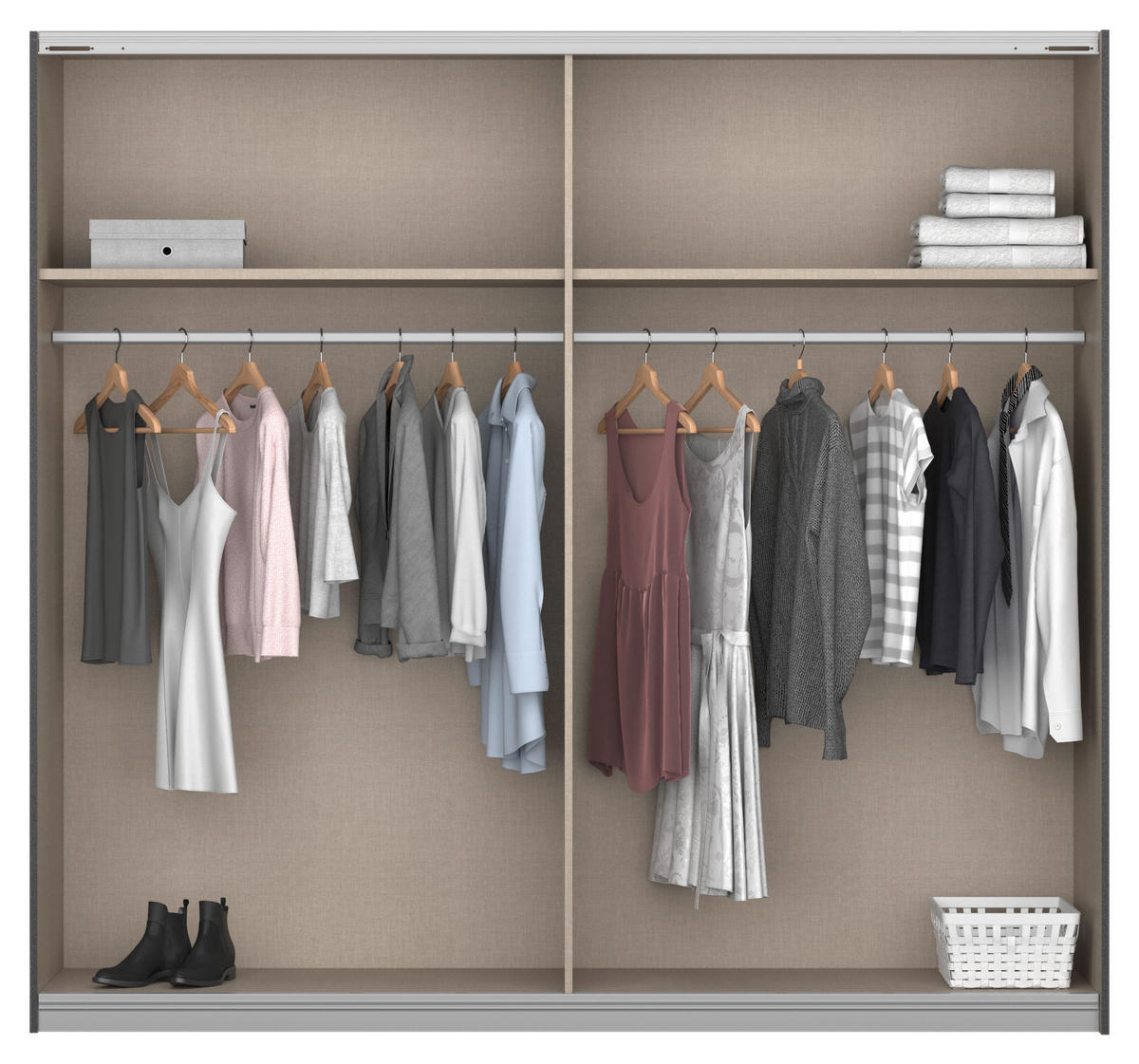 SCHWEBETÜRENSCHRANK  in Weiß, Weiß Hochglanz  - Weiß Hochglanz/Weiß, MODERN, Glas/Holzwerkstoff (226/210/62cm) - Rauch Möbel