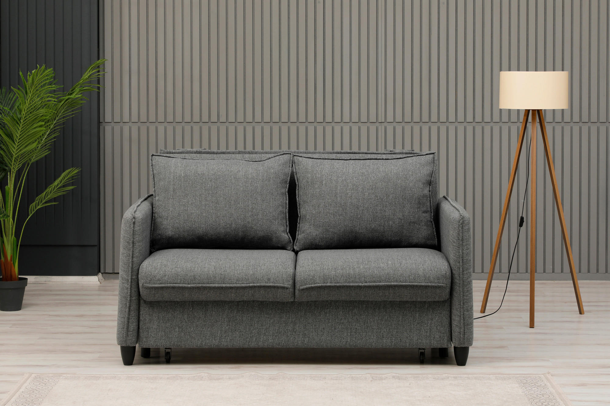 SCHLAFSOFA Webstoff Grau  - Schwarz/Grau, Design, Kunststoff/Textil (164/90/112cm) - Livetastic