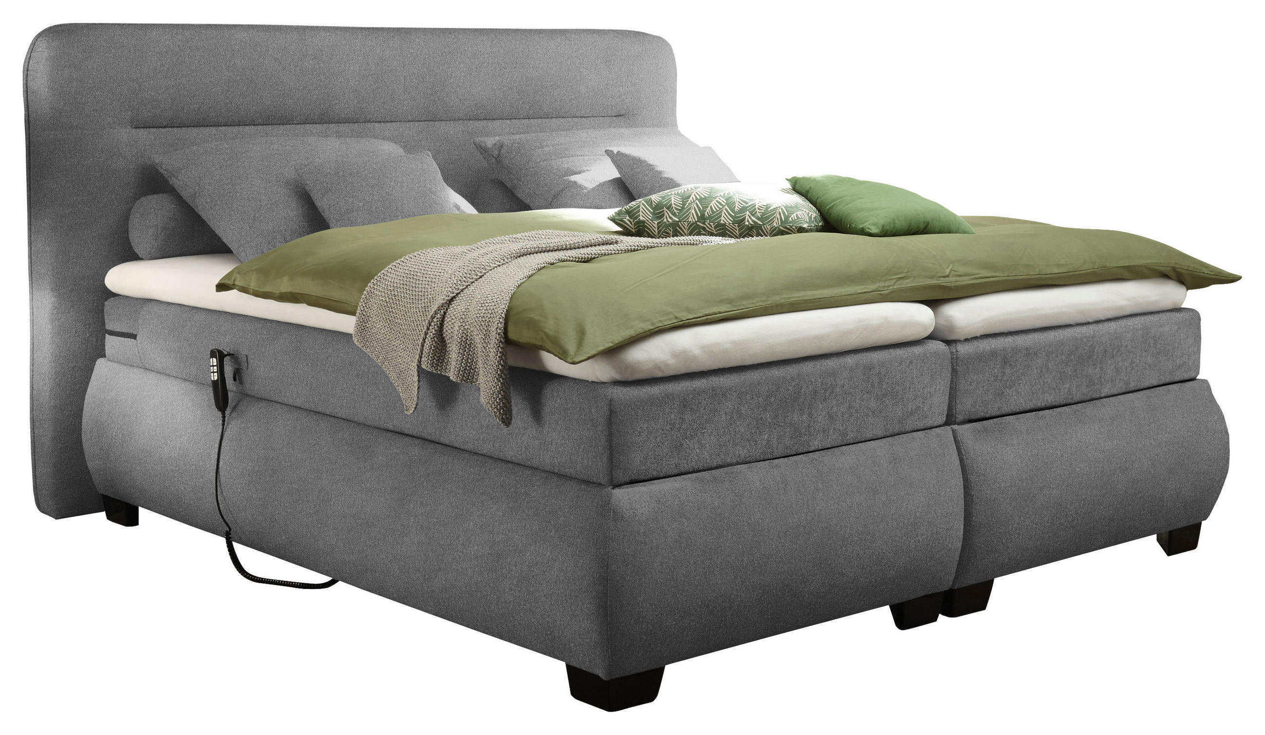 BOXSPRING-ÁGY 160/200 cm  sötétszürke  - fekete/sötétszürke, Konventionell, műanyag/textil (160/200cm) - MID.YOU