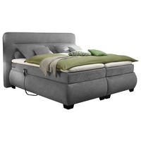 BOXSPRING-ÁGY 180/200 cm  sötétszürke  - fekete/sötétszürke, Konventionell, műanyag/textil (180/200cm) - MID.YOU