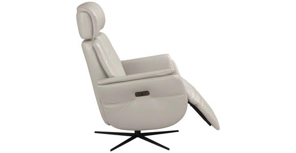 RELAXSESSEL Argo Echtleder Relaxfunktion, Kopfteilverstellung, Rücken echt    - Hellgrau, Design, Leder (71/110/80cm) - Novel