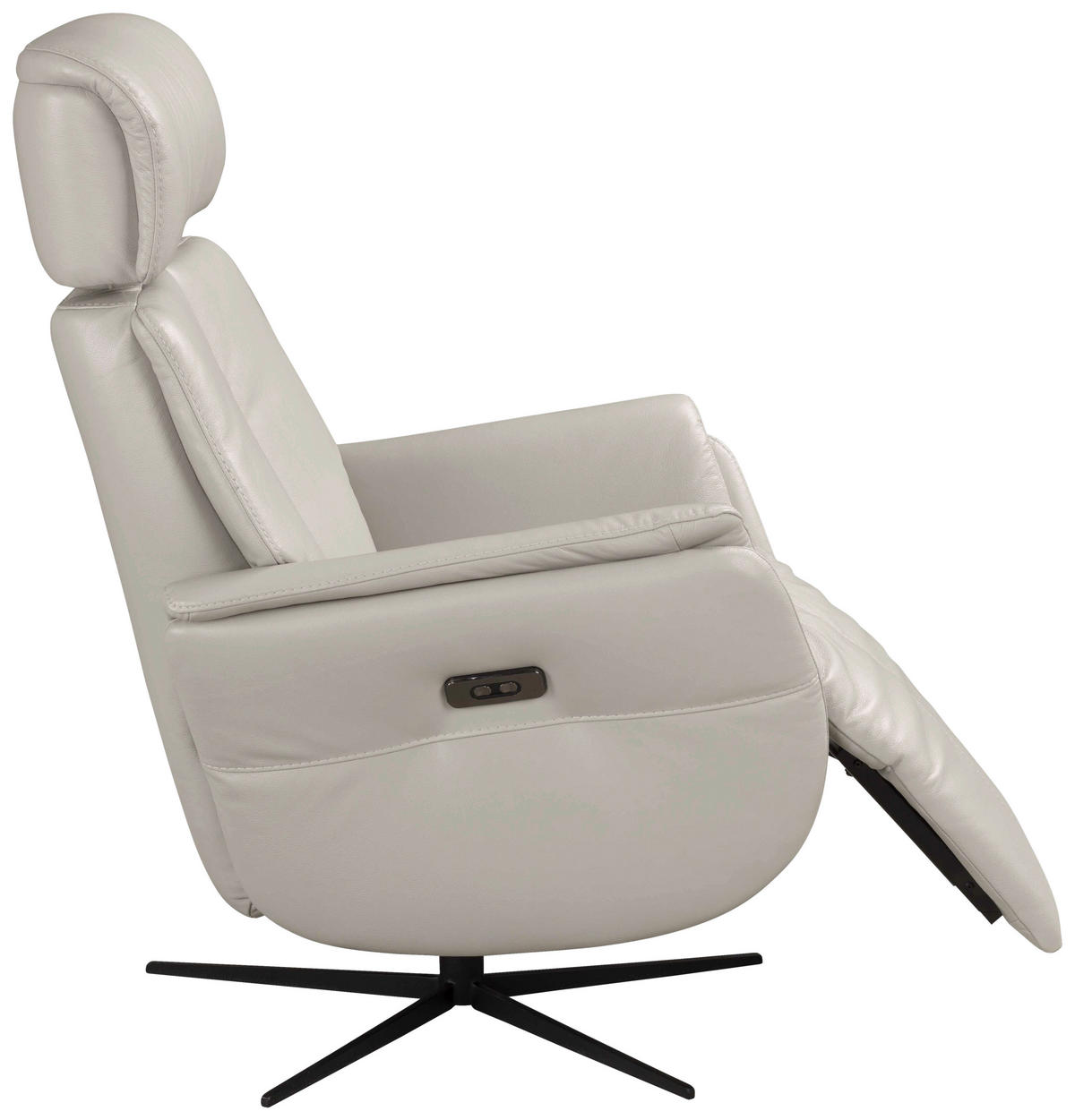 RELAXSESSEL Argo Echtleder Relaxfunktion, Kopfteilverstellung, Rücken echt    - Hellgrau, Design, Leder (71/110/80cm) - Novel