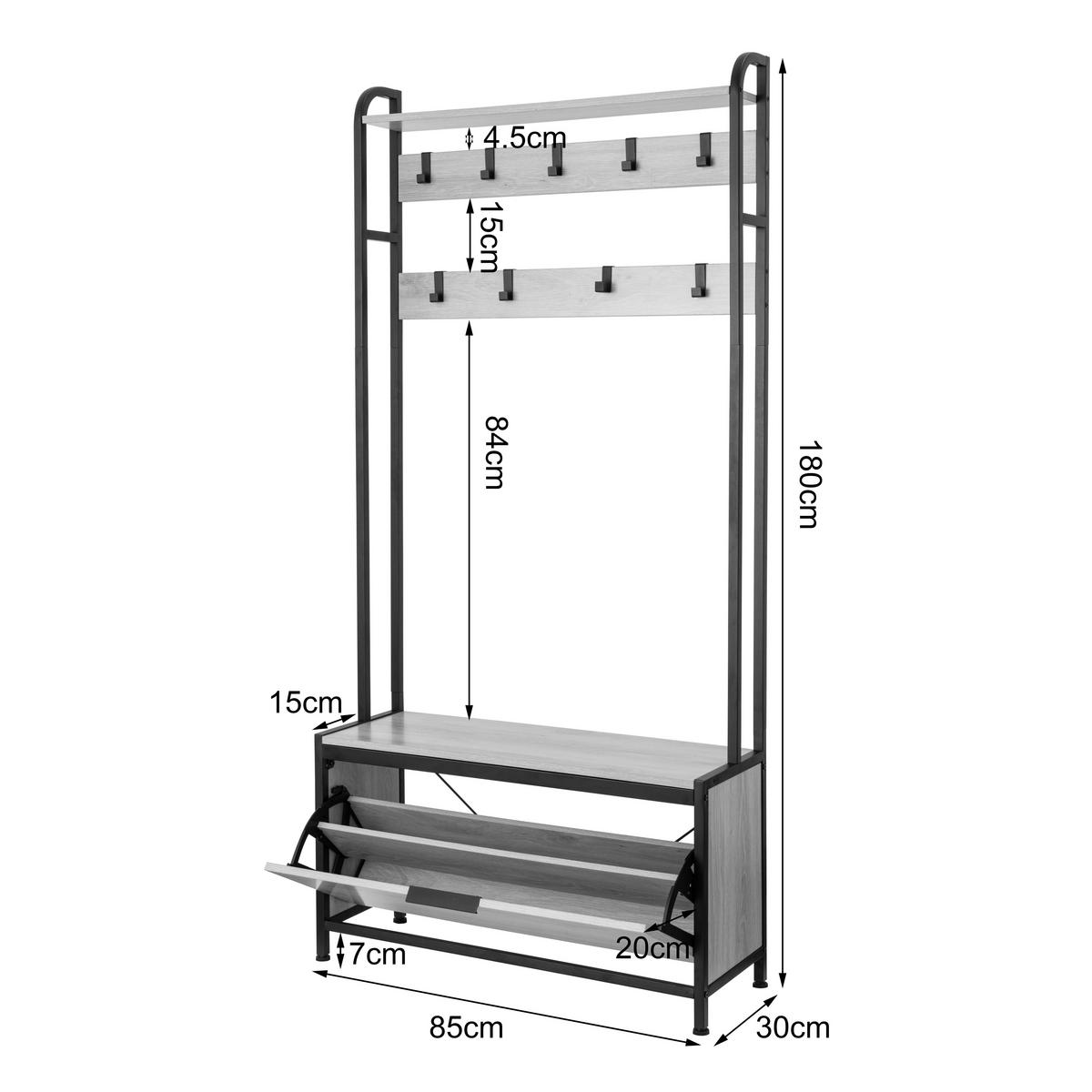 GARDEROBE  in 85/180/30 cm  - Eichefarben/Schwarz, Design, Holzwerkstoff/Metall (85/180/30cm) - MID.YOU