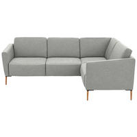 ECKSOFA  in Flachgewebe Grauweiß  238/186 cm  - Eichefarben/Grauweiß, Design, Holz/Textil (238/186cm) - Valnatura
