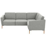 ECKSOFA  in Flachgewebe Grauweiß  238/186 cm  - Eichefarben/Grauweiß, Design, Holz/Textil (238/186cm) - Valnatura