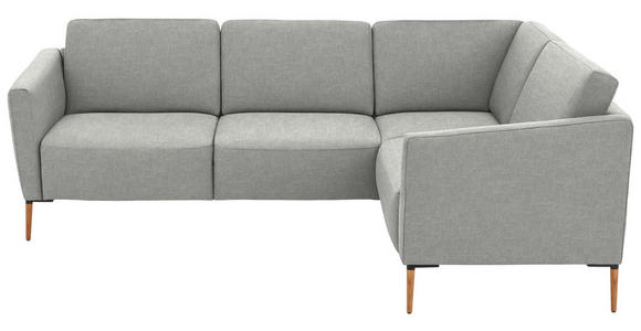 ECKSOFA  in Flachgewebe Grauweiß  238/186 cm  - Eichefarben/Grauweiß, Design, Holz/Textil (238/186cm) - Valnatura