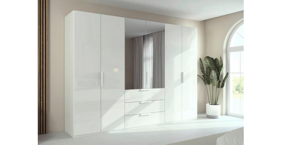 DREHTÜRENSCHRANK 301/223/61 cm,  in Weiß, 6-türig  - Weiß, Basics, Glas/Holzwerkstoff (301/223/61cm) - Novel