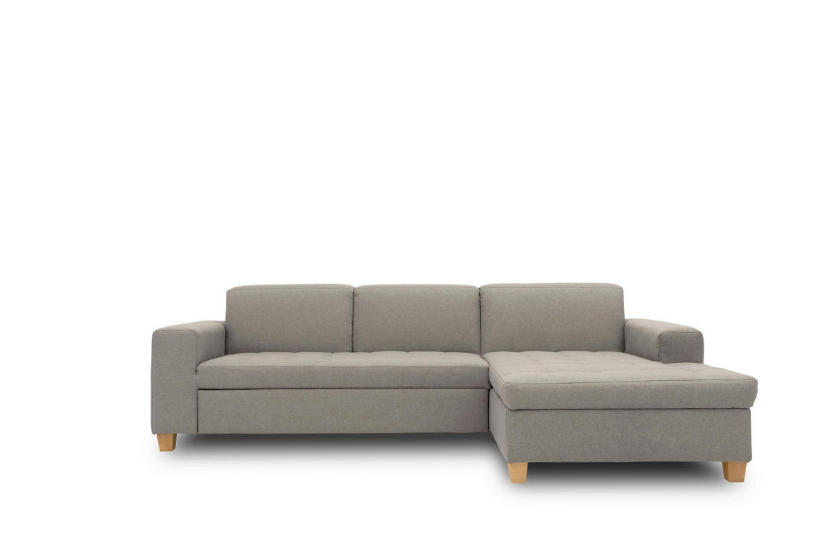 ECKSCHLAFSOFA  SUGAR Silberfarben Webstoff  - Buchefarben/Silberfarben, Basics, Holz/Textil (266/162cm) - MID.YOU