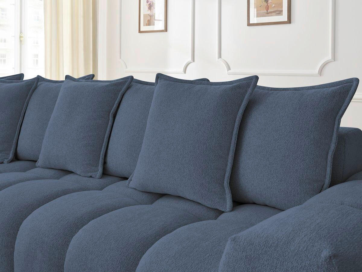 ECKSOFA Ottomane links  EVEREST Dunkelblau Flachgewebe  - Schwarz/Dunkelblau, MODERN, Kunststoff/Textil (210/352cm)