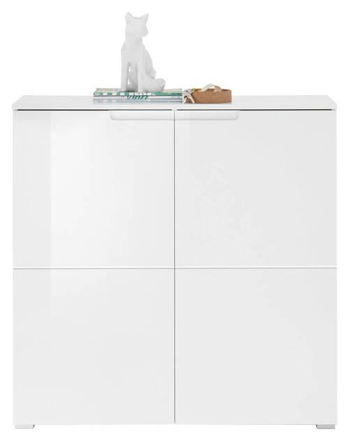 SCHUHSCHRANK Weiß, Weiß Hochglanz  - Weiß Hochglanz/Silberfarben, KONVENTIONELL, Holzwerkstoff/Kunststoff (100/101/37cm) - MID.YOU