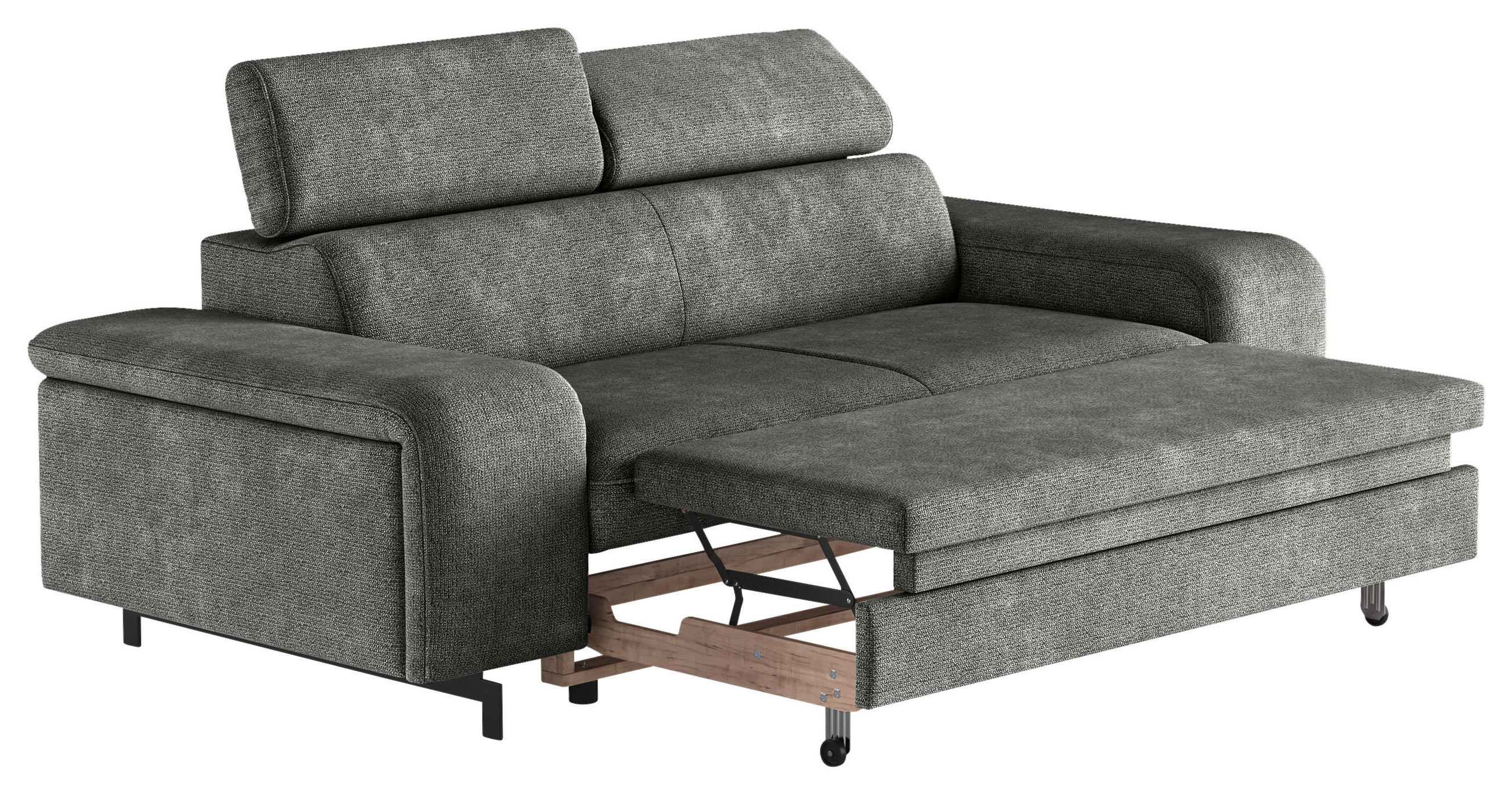 3-SITZER-SOFA in Chenille Grau  - Schwarz/Grau, Textil/Metall (217/81/100cm) - MID.YOU