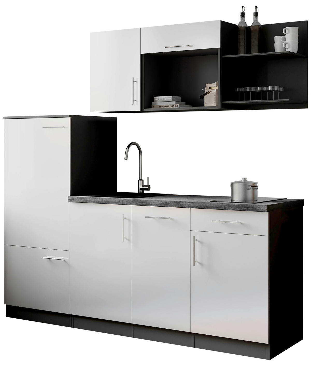 KUHINJSKI BLOK  bijela  - bijela/siva, Trend, drvni materijal/metal (205cm) - Respekta
