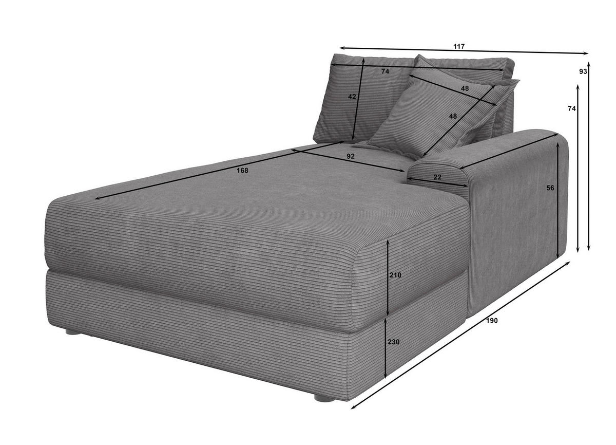 BIGSOFA Cord Salbeigrün  - Salbeigrün/Schwarz, MODERN, Kunststoff/Textil (117/93/190cm) - Carryhome