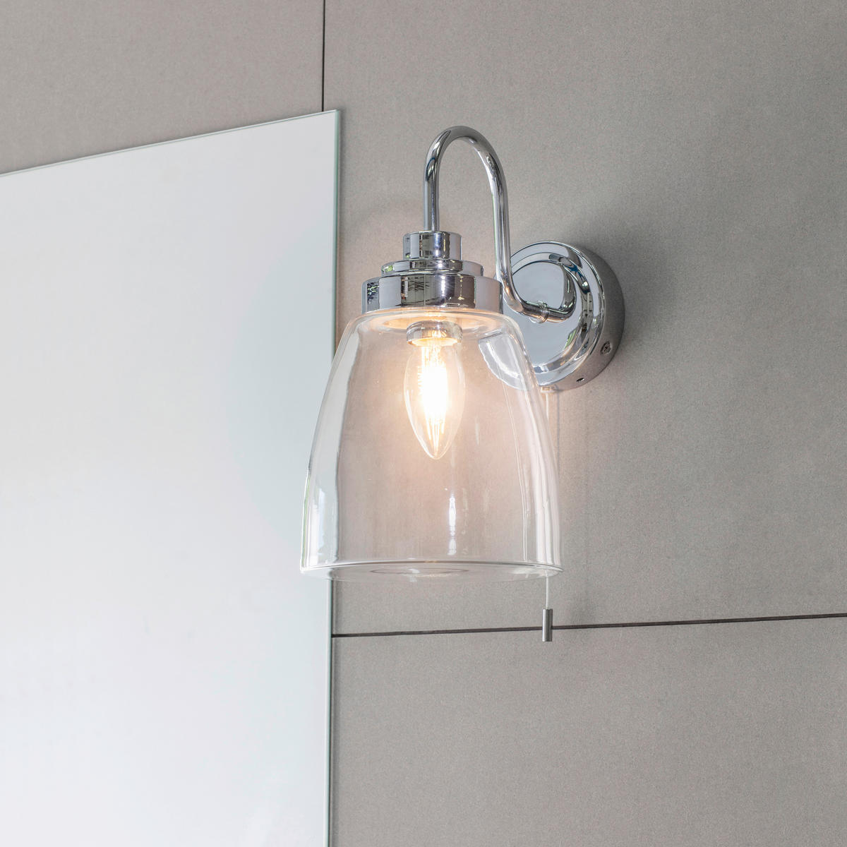 BADEZIMMER-WANDLEUCHTE Endon Ashbury 15/27 cm   - Klar/Messingfarben, KONVENTIONELL, Glas (15/27cm) - ENDON
