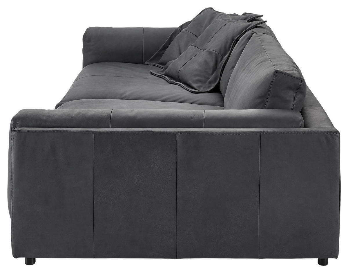 BIGSOFA Echtleder Anthrazit  - Anthrazit/Schwarz, Design, Leder/Kunststoff (294/85/150cm) - Pure Home Lifestyle