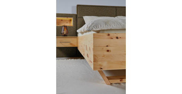 BETT 180/200 cm in Zirbelkieferfarben, Olivgrün - Zirbelkieferfarben/Olivgrün, Natur, Holz/Textil (180/200cm) - Valnatura