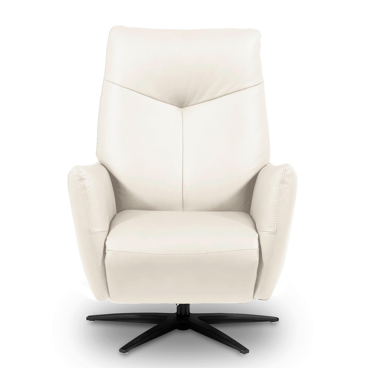 RELAXSESSEL Leder Weiss  - Weiss/Schwarz, Design, Leder/Metall (76/107/88cm) - Livetastic