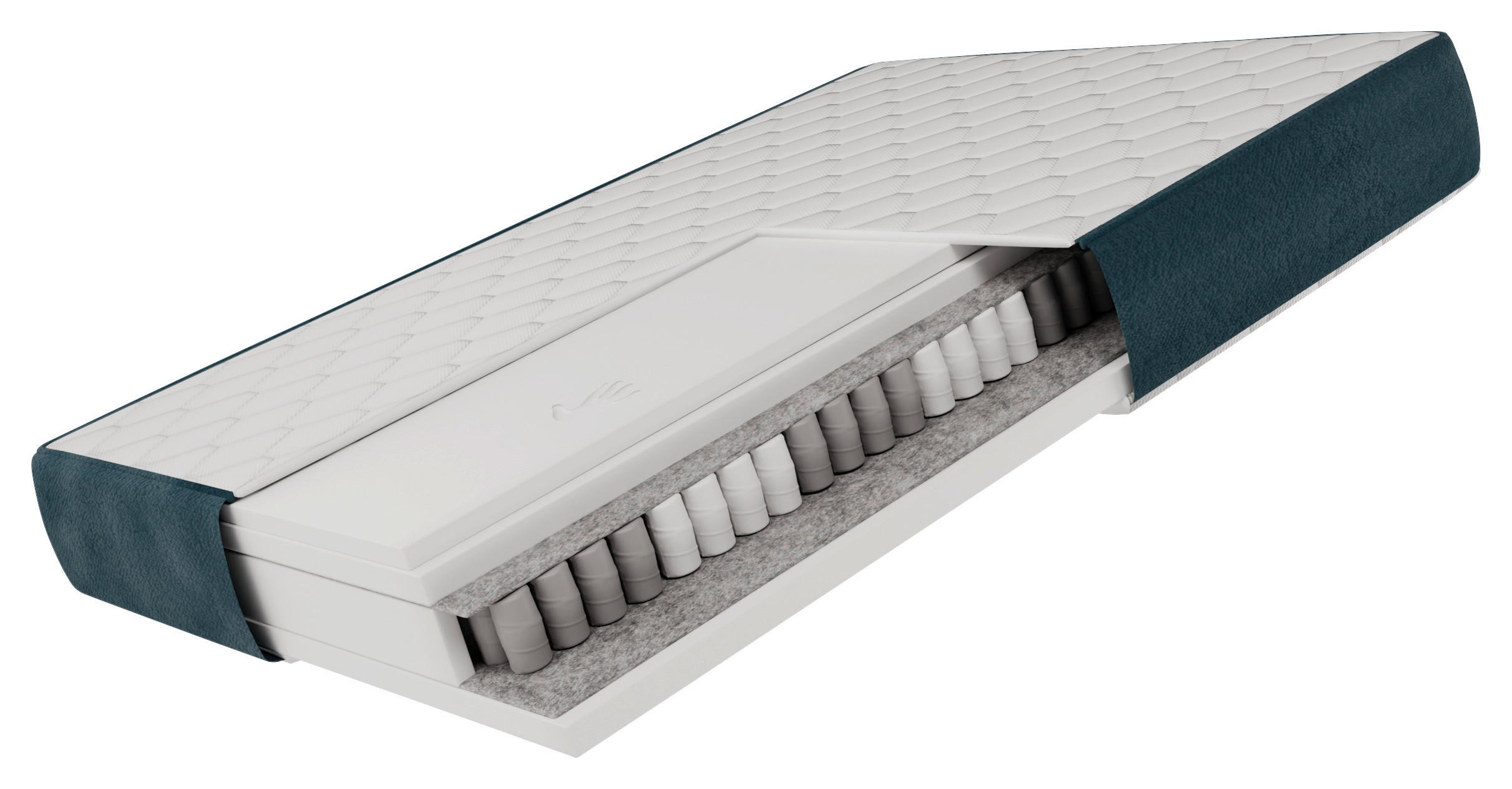 Thumbnail - Esposa Taschenfederkernmatratze, Weiß, Petrol, Textil, H3, rechteckig, 180x200 cm, Bezug antimikrobiell beschichtet, ant...