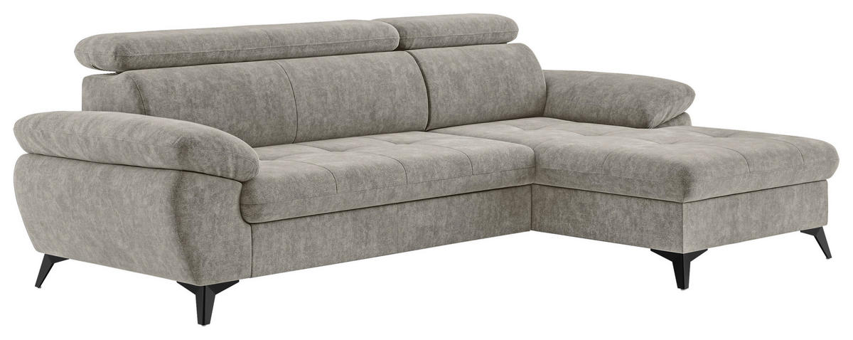 ECKSOFA in Schlammfarben  - Schlammfarben/Schwarz, Textil/Metall (261/166cm) - MID.YOU