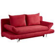 SCHLAFSOFA Armteil verstellbar Mikrofaser Rot  - Chromfarben/Rot, Design, Textil (194/73/91cm) - Xora