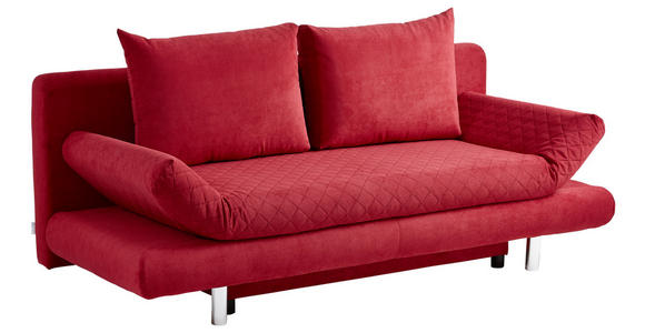 SCHLAFSOFA Armteil verstellbar Mikrofaser Rot  - Chromfarben/Rot, Design, Textil (194/73/91cm) - Xora