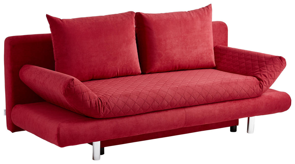 SCHLAFSOFA Armteil verstellbar Mikrofaser Rot  - Chromfarben/Rot, Design, Textil (194/73/91cm) - Xora