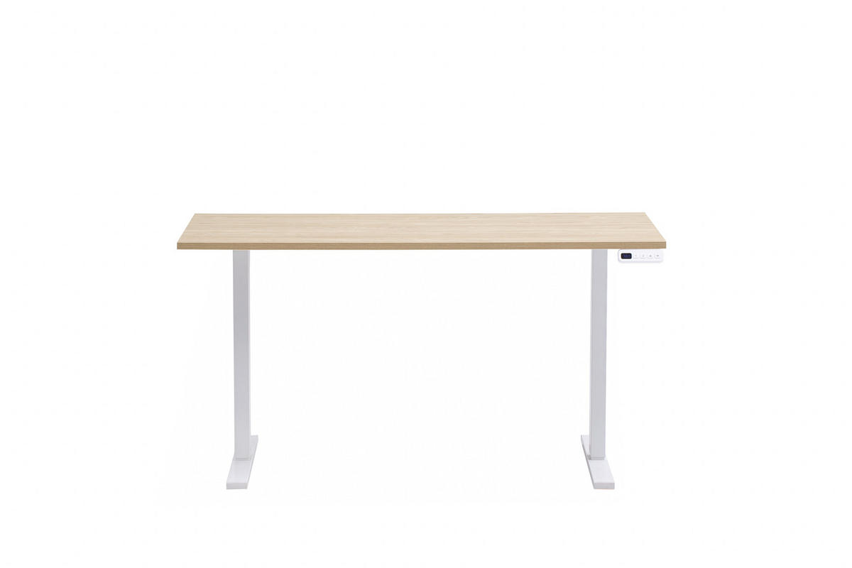 SCHREIBTISCH 138/60/72,7-117,2 cm Eichefarben elektrisch höhenverstellbar  - Eichefarben/Weiß, MODERN, Holzwerkstoff/Metall (138/60/72,7-117,2cm) - MID.YOU