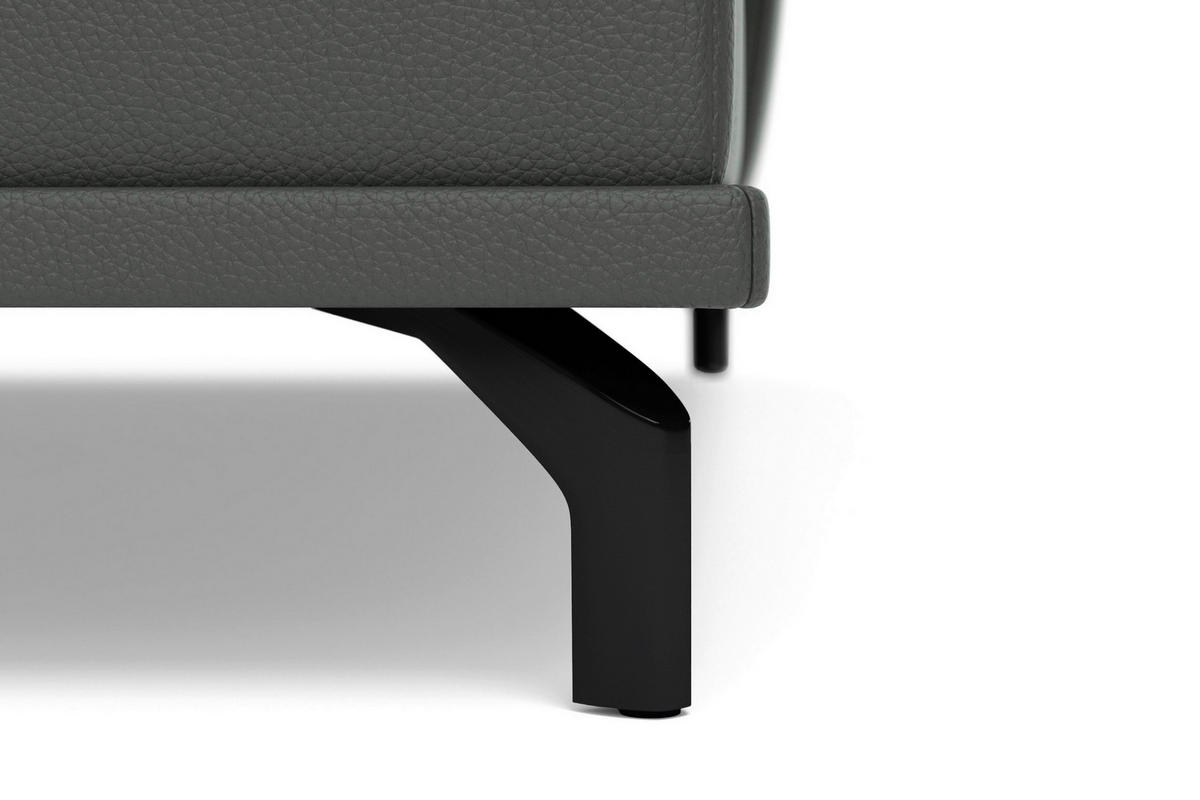 SEDACÍ SOUPRAVA, kůže, antracitová - černá/antracitová, Basics, kov/textil (223/363/176cm) - Sit & More