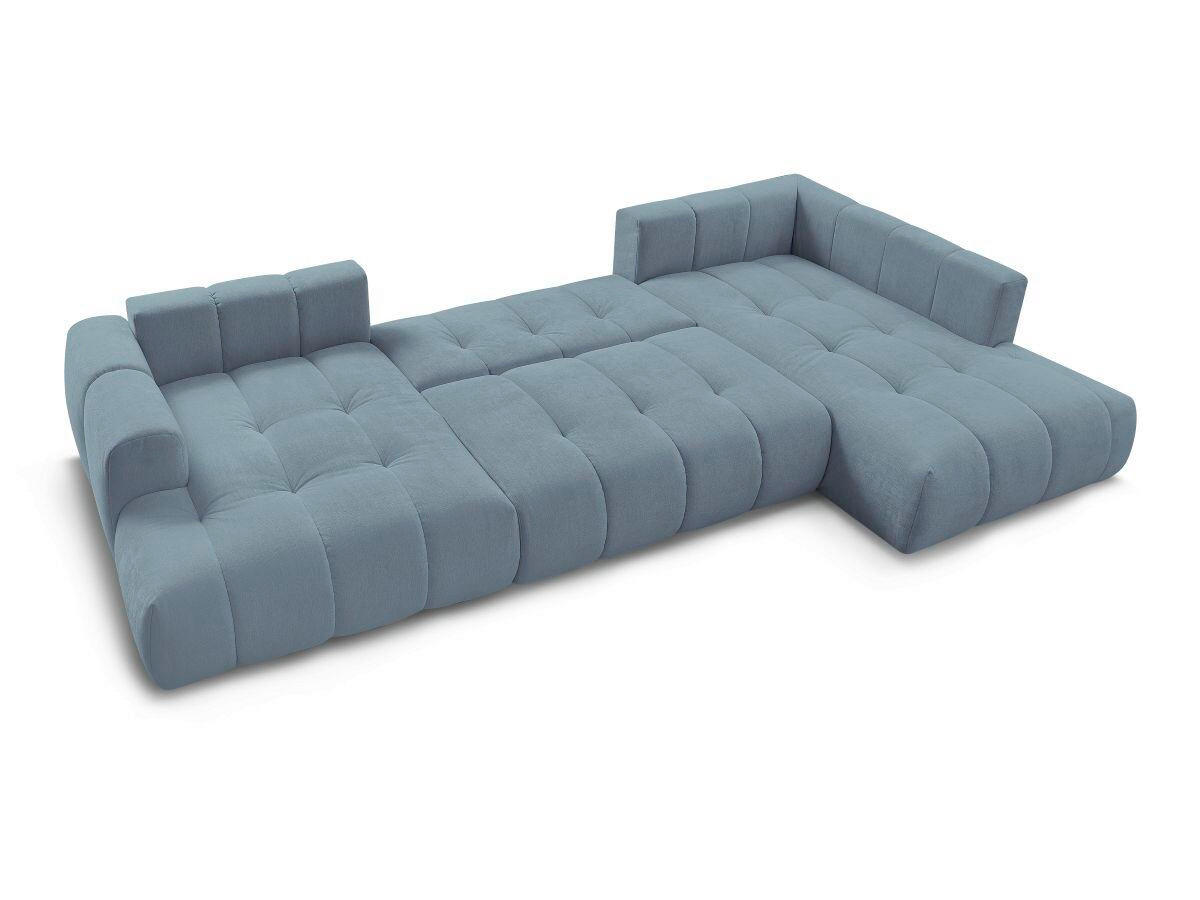 WOHNLANDSCHAFT  FUJI  Hellblau Leinenoptik  - Schwarz/Hellblau, MODERN, Kunststoff/Textil (160/377/204cm)